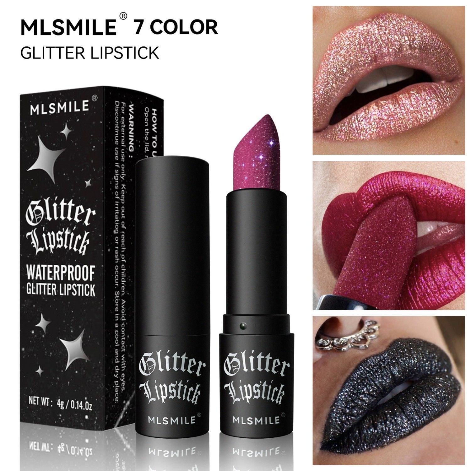 Diamond Glitter Lipstick – “Midnight Spark” Collection