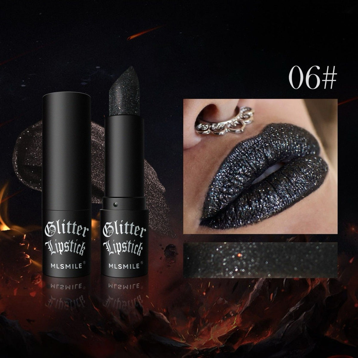 Diamond Glitter Lipstick – “Midnight Spark” Collection